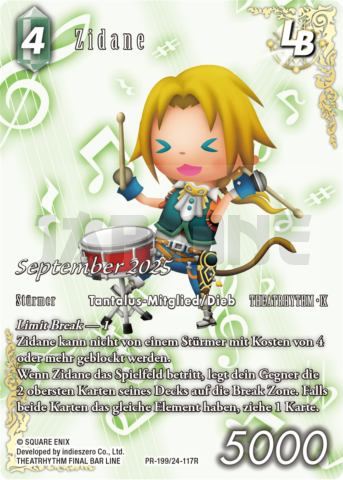 Final Fantasy Tcg - September 2025: Zidane - Pr199 / 24-117R (Limit Break Card) - De