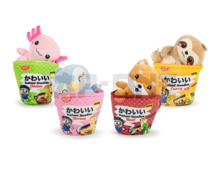 Kawaii - Pots De Nouilles - Assortiment De 8 Plushs 4 Modèles - 17Cm