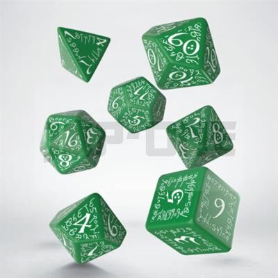 Elvish Green & White Dice Set (7)
