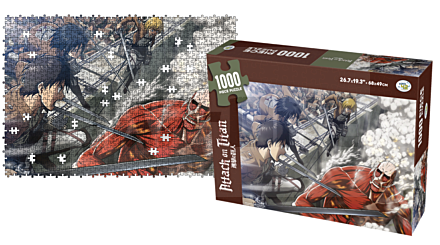 ATTAQUE DES TITANS / PUZZLE 1000 PIECES / JEU DE PATIENCE ET DE REFLEXION / 68X49 CM