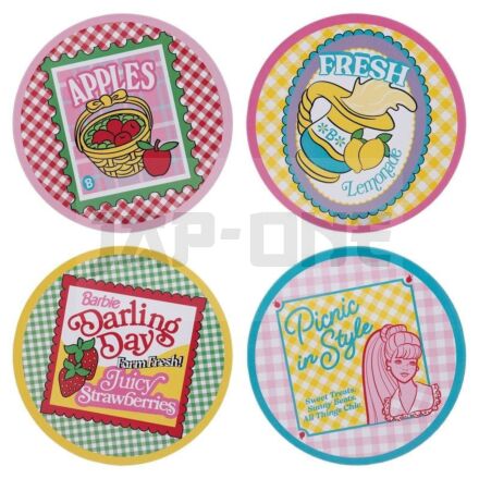 Barbie - 4 Dessous De Verres Gravés En Métal