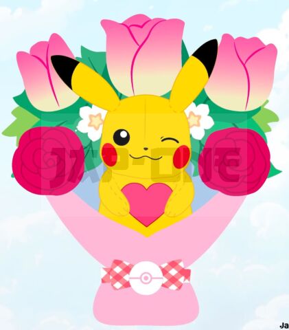 Pokemon - Valentires Bouquet With Pikachu - 26Cm