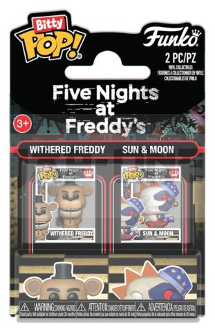 Five Nights at Freddy's pack 2 figurines Bitty POP! Vinyl Withered Freddy & Sun & Moon 2 cm
