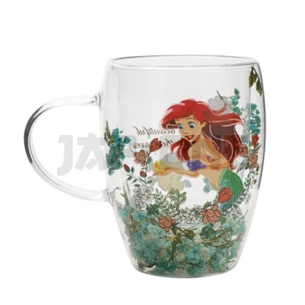 Disney Princess Ariel Floral Decorative Glass Mug