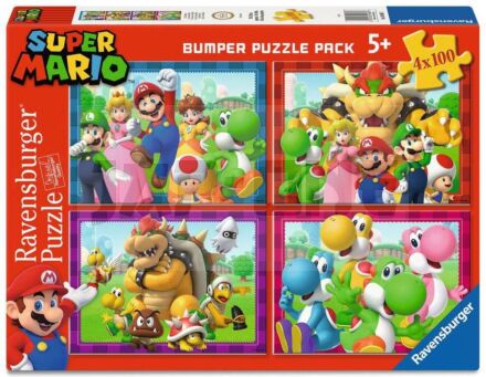 Super Mario pack 4 puzzles C'est l'heure de Mario ! (4x100 pièces)