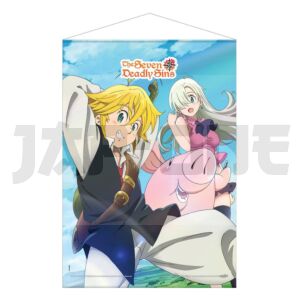 The Seven Deadly Sins wallscroll Meliodas, Elizabeth & Hawk 50 x 70 cm